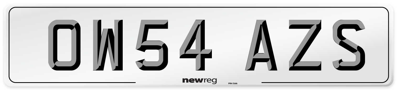 OW54 AZS Number Plate from New Reg